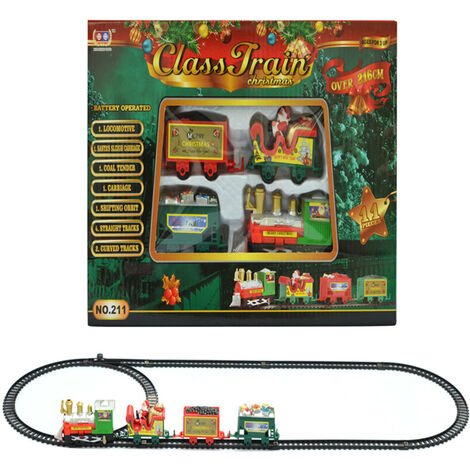 Tren de juguete para niños de 3 4 5 6 7 años, tren eléctrico navideño, juguete de tren ferroviario eléctrico, tren eléctrico con humo, luces y sonido, regalo de Navidad para niños