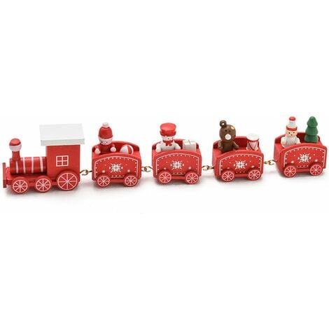 Tren de Navidad de madera Tren de Navidad Decoración de tren de Navidad Adornos de tren de Navidad Juguetes de tren de Navidad Decoraciones para árboles de Navidad Decoración de mesa de Navidad