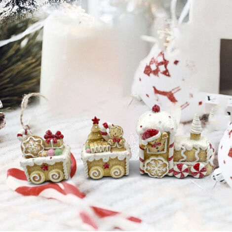 Tren navideño de tres partes hecho de resina, decoración festiva, regalo ideal, resistente al color