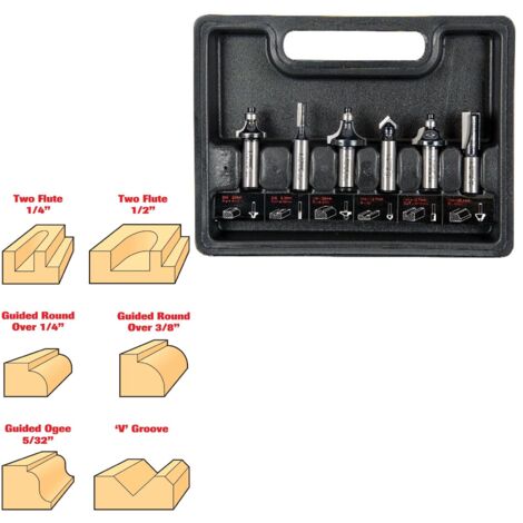 Trend 6 Piece 1/2 Inch Shank Router Bit Set SET/SS11X1/2TC Cased Starter Set