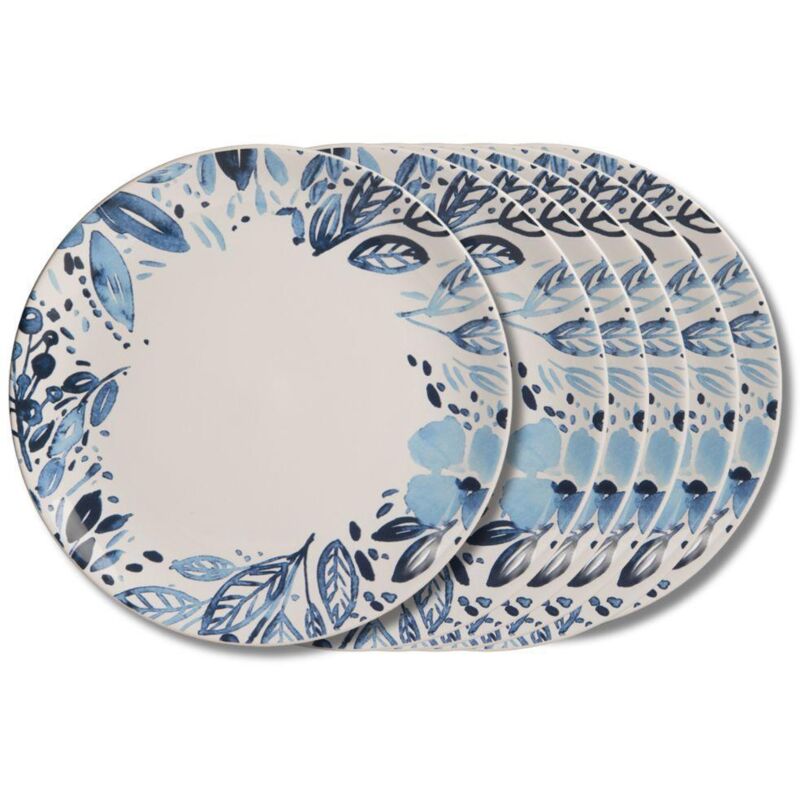Trend - Assiette plate Jardin bleu 27 cm (lot de 6)