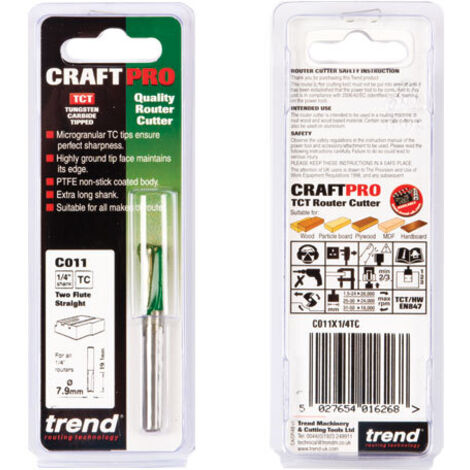 TREND C011X1/4 2 FLUTE CUTTER 7.9MM DIA.