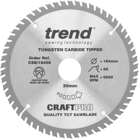 Trend Craft Pro - Lama per sega, diametro 184 mm, foro 30 mm, 58 denti TCT