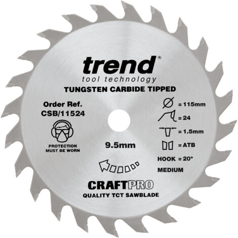 Trend CSB/11524 115mm X 24 Teeth X 9.5mm Bore Craft Saw Blade Thin Kerf