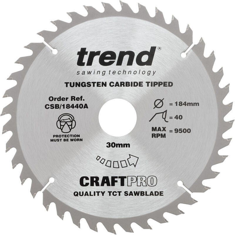 Trend - CSB/18440A tct Craft Saw Blade 184mm x 40 Teeth x 30mm Hitachi C7ST C7SB2