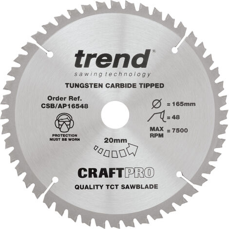 Trend CSB/AP16548 Plunge Saw Blade for Aluminium Plastic 165mm X 48 Teeth X 20mm