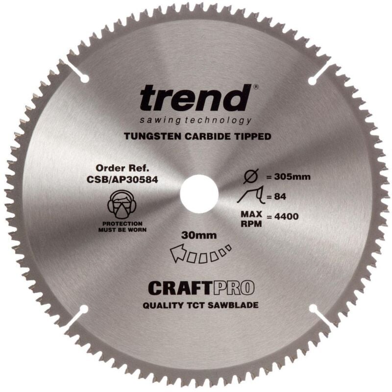 Trend - CSB/AP30584 Saw Blade Aluminium & Plastic 305mm x 84T x 30mm