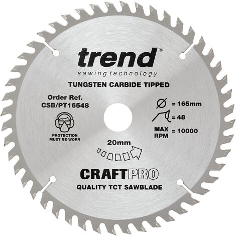 Trend CSB/PT16548 165mm 20mm Bore 48T Fine Cut Plunge Saw Blade DWS520 SP6000