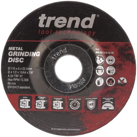 Trend Disco abrasivo in metallo per smerigliatrice angolare, diametro 115 m, taglio sottile 6 mm, AD/G115/6/M, Confezione da 10