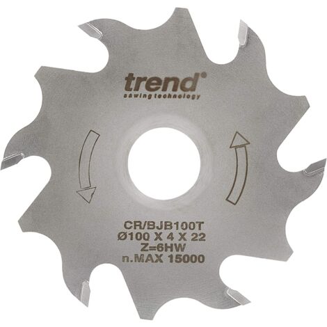 Trend Lama a biscotto CraftPro, 100 mm di diametro x 6 denti x 22 mm di corpo sottile, sei denti in carburo di tungsteno, CR/BJB100T