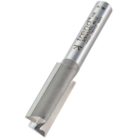 Trend Professional - Punta per fresa dritta con codolo da 1/4", ø 3/61 x 1/4TC, diametro 10 mm, lunghezza di taglio 25 mm, con due scanalature in carburo di tungsteno