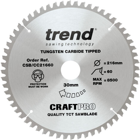 TREND SAW BLADE CROSSCUT 216 X 60T X 30
