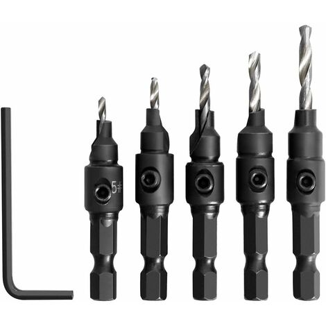 Trend Senkerbohrer-Set, Schnellwechsel-Holzbohrer, 5-teiliges Holzbearbeitungs-Senkbohrer-Set, 1 Sechskantschaft