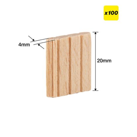 Trend TEN/4X20/100 Beechwood Mortice Tenons 4X20mm Festool Domino System X100