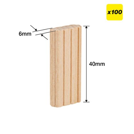 Trend TEN/6X40/100 Beechwood Mortice Tenons 6X40mm Festool Domino System X100