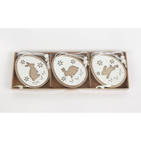 TrendLine Aufhänger Holz Ostern im 3er Set 7 x 2 x 21 cm natural Figuren