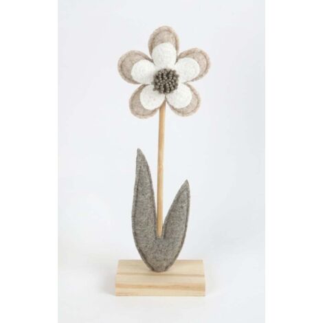 TrendLine Aufsteller Holz Blume 25 x 5 x 9 cm grau-weiß Figuren