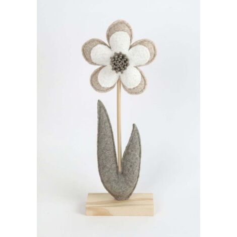 TrendLine Aufsteller Holz Blume 32 x 5 x 11 cm grau-weiß Figuren