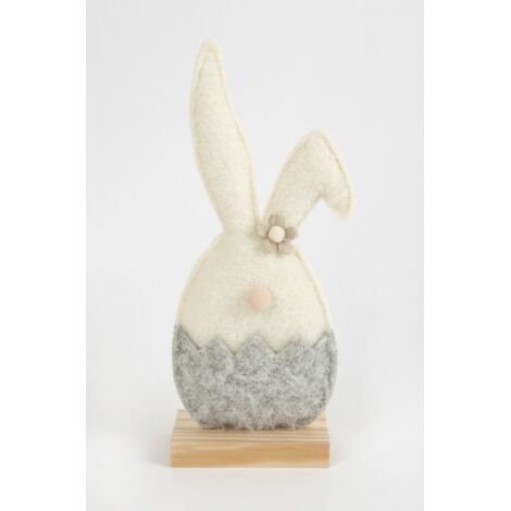 TrendLine Aufsteller Holz Hase 24 x 5 x 10 cm  grau-weiß Skulptur