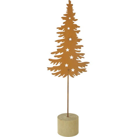 TrendLine Baum mit Sternen aus Metall 13,5 x 7 x 42 cm braun Figur