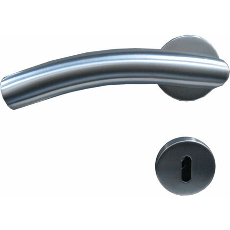 TrendLine BB-Rosettengarnitur Edelstahl Ø 5 cm rund gebogener Griff Türklinken & -griffe