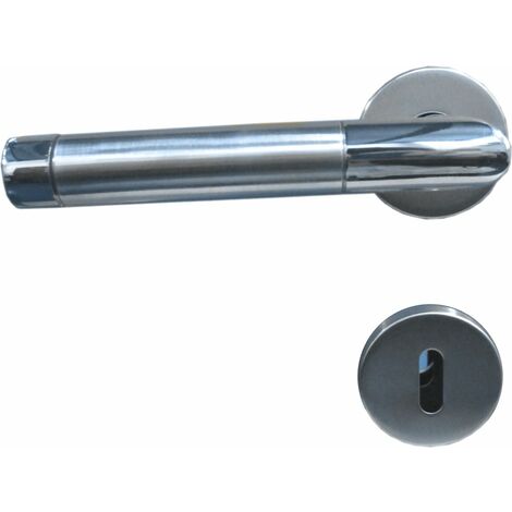 TrendLine BB-Rosettengarnitur Edelstahl Ø 5 cm rund gerader Griff Türklinken & -griffe
