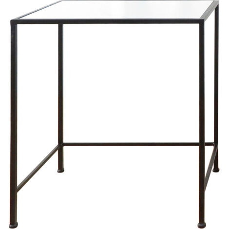 TrendLine Beistelltisch Marmoroptik Metall 58 x 50 x 31 cm schwarz matt Beistelltisch