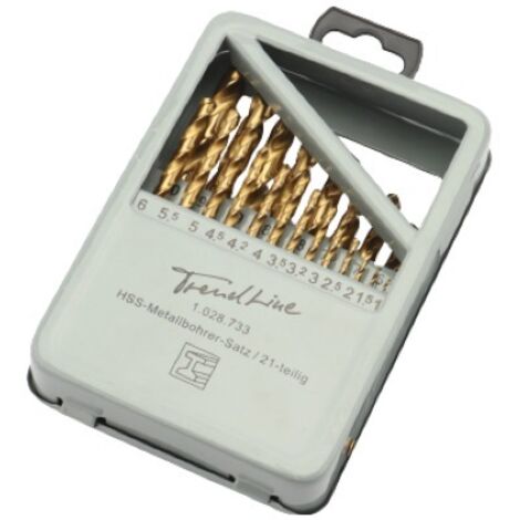 TrendLine Bohrer-Set für Metall 21-teilig Rundschaft Metallbohrer