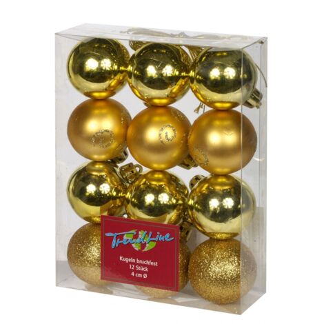TrendLine Christbaumkugeln Ø 4 cm 12 Stk Weihnachtskugeln Weihnachtsbaumkugeln