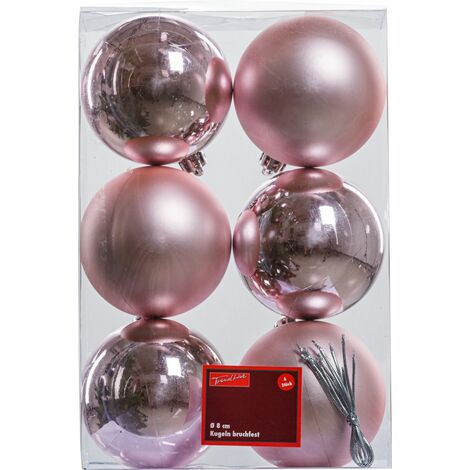 TrendLine Christbaumkugeln 6 Kugeln Ø 8 cm Rosa Weihnachtskugeln Weihnachten
