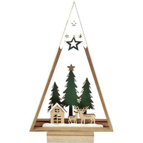 TrendLine Deko Aufsteller Holz Weihnachtsdorf 20 x 5 x 32 cm grün weiß Figur