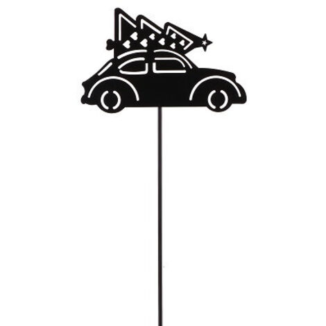 TrendLine Deko Eisen Figurenstecker Auto mit Tannenbaum 35 x 0,5 x 7,5 cm schwarz Figur