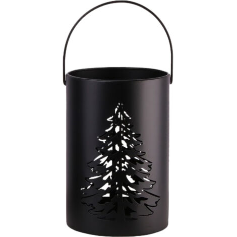 TrendLine Deko Eisen Windlicht Laterne Tannenbaum Ø18,5 x 12 cm schwarz Windlicht