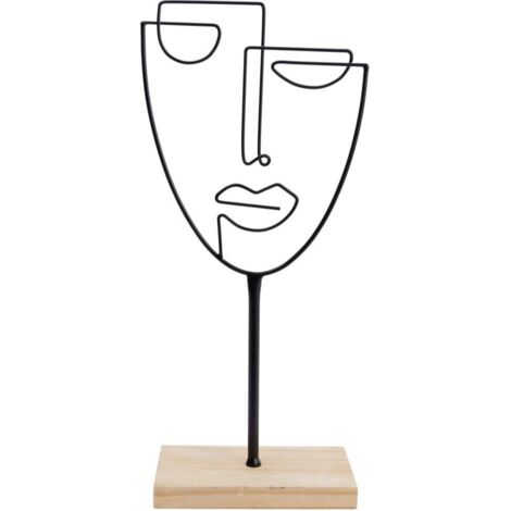 TrendLine Deko Gesicht Metall 44 x 20 x 10 cm schwarz Deko Silhouette