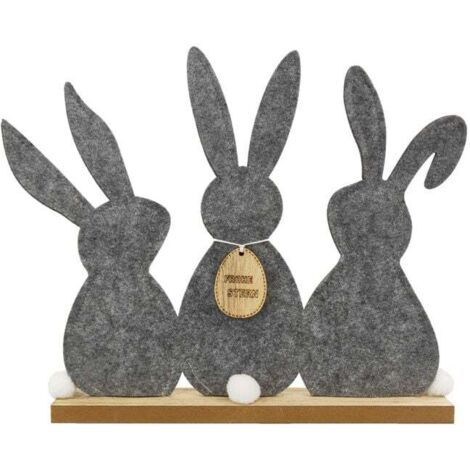 TrendLine Deko Hasen Aufsteller Filz 38 x 31 cm grau Figur
