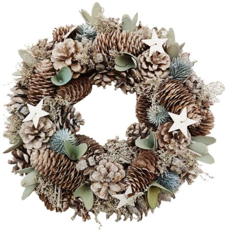 TrendLine Deko Holz Kranz Weihnachten Ø 30 x 8 cm mehrfarbig Kranz