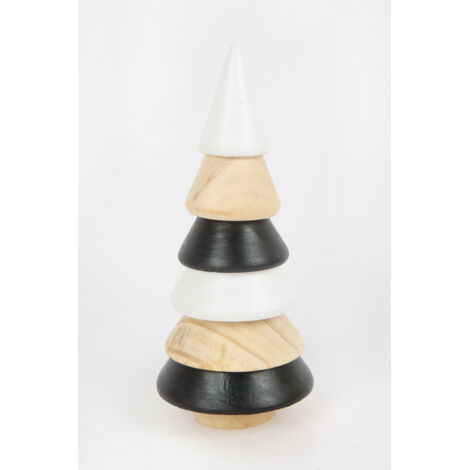 TrendLine Deko Holzbaum 19 x 8,5 cm schwarz weiß beige Figur