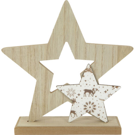 TrendLine Deko Holzstern 20 x 5,5 x 20 cm mit Muster Figur