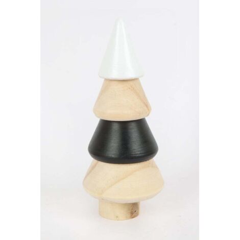 TrendLine Deko Kiefernholzbaum Ø 6,5 x 16 cm schwarz-weiß Figur