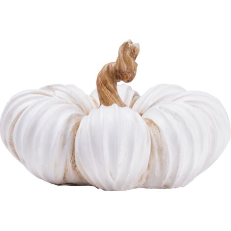 TrendLine Deko Kürbis 17 x 8,5 cm cremeweiß Dekoration Herbst Herbstdeko