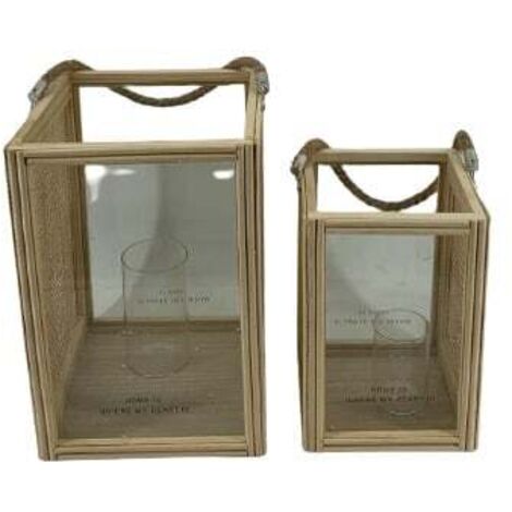 TrendLine Deko Laterne Holz 30 x 20,8 x 20,8 cm natur Dekofigur