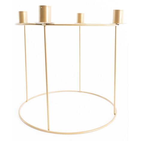 TrendLine Deko Metall Adventskranz, gold, Ø 29 cm Weihnachtskranz Tischkranz