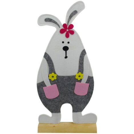 TrendLine Deko Osterhase Filz 83 cm weiß grau Osterdeko Hasendeko Dekohase