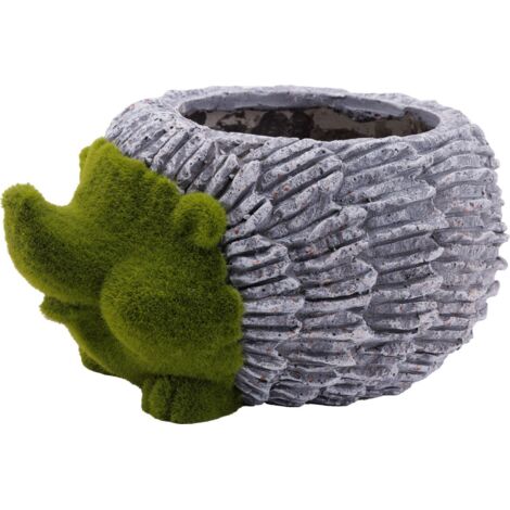TrendLine Deko Pflanztopf Igel 32 x 24,5 x 16 cm grau grün Gartenfiguren