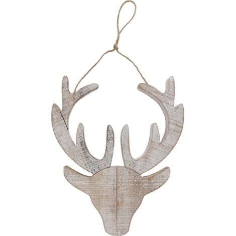 TrendLine Deko Rentierkopf aus Holz zum Hängen 19,2x2x20cm Weihnachten Xmas