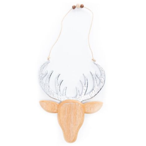 TrendLine Deko Rentierkopf aus Holz zum Hängen 24x2x50cm Weihnachten Xmas