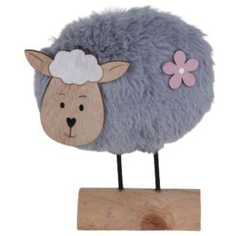TrendLine Deko Schaf Holz 17 x 14 cm natur grau Figur