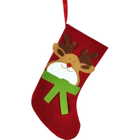 TrendLine Deko Weihnachtsanhänger Filz Socke Rentier 22 x 1 x 37 cm rot Hängedekoration