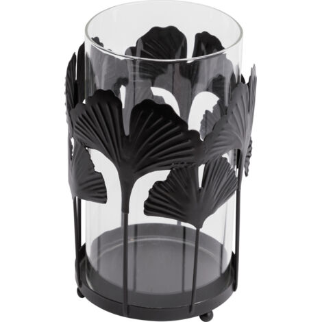 TrendLine Deko Windlicht Metall 19 cm schwarz Gingko