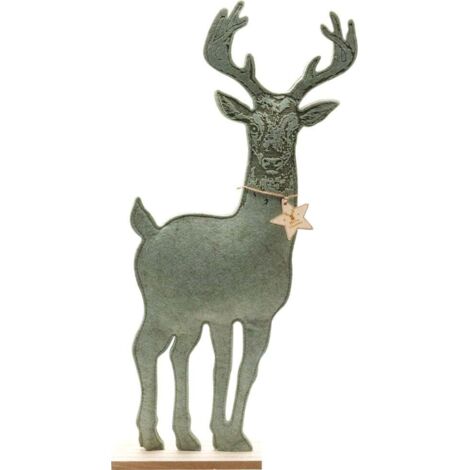 TrendLine Dekofigur Holz Hirsch 60 x 5 x 24 cm grün Figur